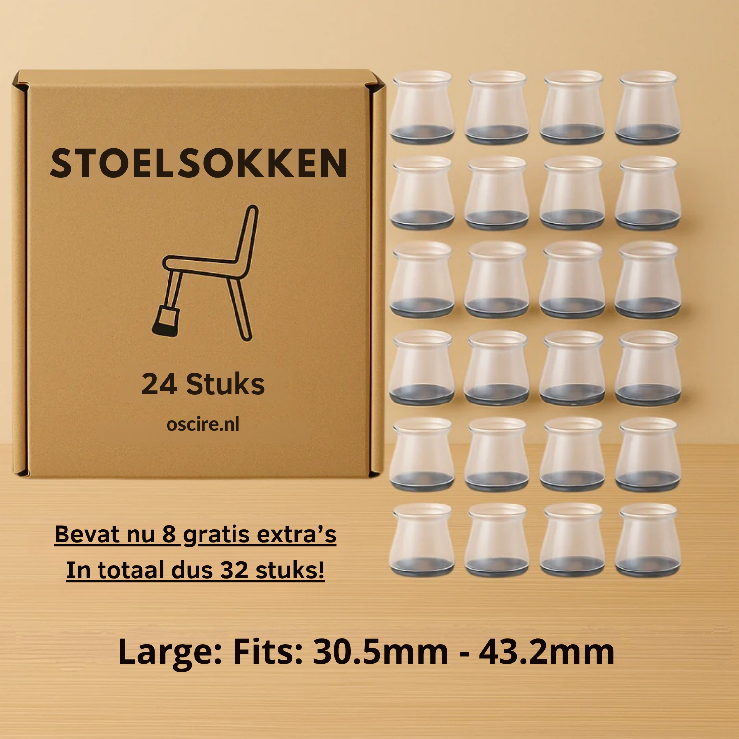 FlexiSock™ – Stoelpootbeschermers met Viltlaag tegen Krassen & Geluid