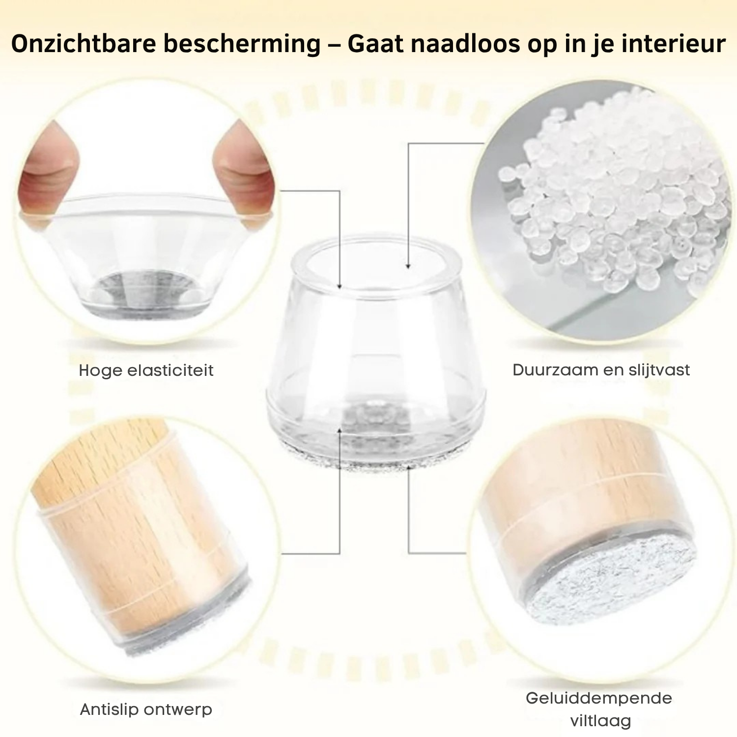 FlexiSock™ – Stoelpootbeschermers met Viltlaag tegen Krassen & Geluid