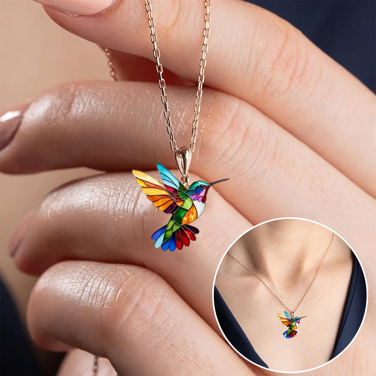 Multicolor Kolibrie Ketting – Symbool van Vrijheid & Geluk